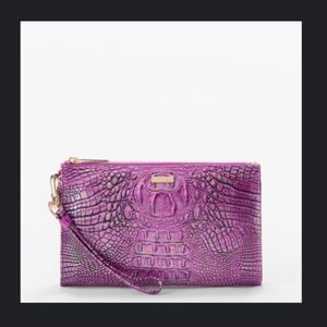 Brahmin Daisy Leather Wristlet Clutch in  Hyacinth Mini Melbourne